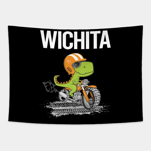 Biking Dinosaur Wichita Tapestry by flaskoverhand