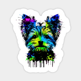 Adorable Yorkshire Terrier Puppy Dog Stencil Design Magnet