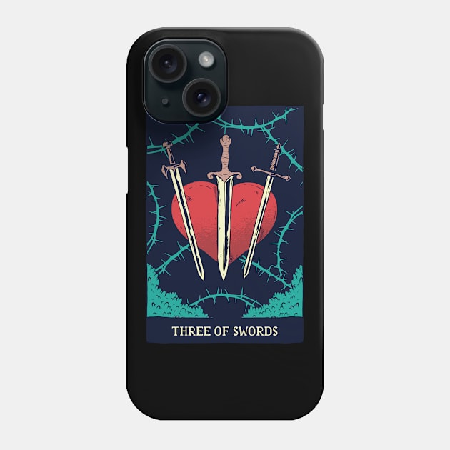 Three Of Swords Tarot Occult Tarot Cards Phone Case by wbdesignz