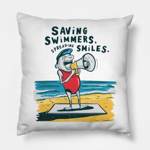 Saving swimmers spreading smiles Pillow by Fashioned by You, Created by Me A.zed