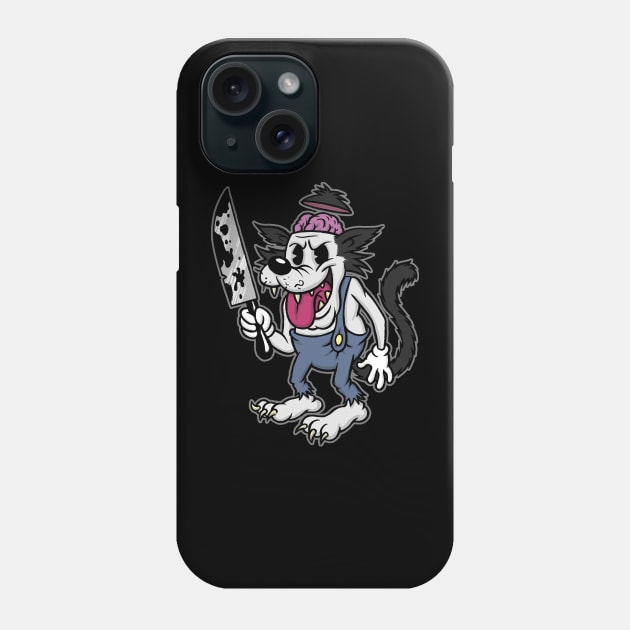 Big Bad Wolf with Knife Creepy Cute Graphic Horror Phone Case by AtomicMadhouse