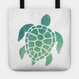 Sea Turtle Design in Blue and Green Paint Strokes Pattern Tote