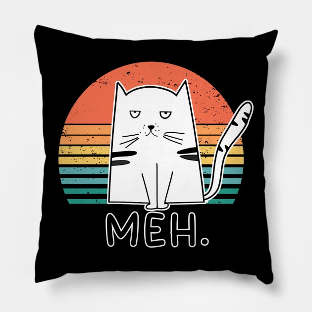Funny Cute Cat Feeling Meh Face Cat Lover Meme Cat Pillow by Ray E Scruggs