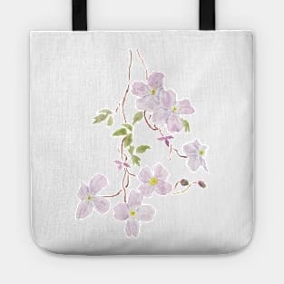 purple clematis watercolor Tote