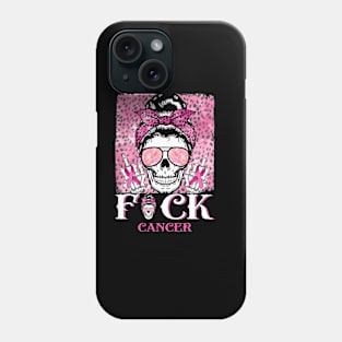 Breast Cancer Skull Fuck Cancer Pink Ribbon Mom Gift For Girl Women Phone Case