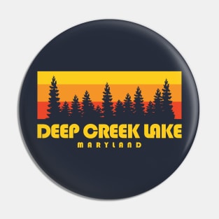 Deep Creek Lake Maryland Retro Vintage Trees Pin