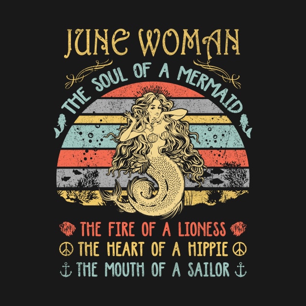 June Woman The Soul Of A Mermaid Vintage Birthday Gift by Presnall