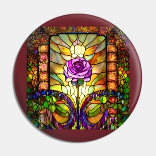 Stained Glass Rose Pin