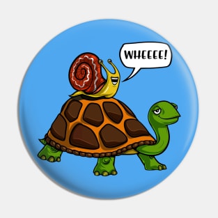 Snail Riding Turtle Pin