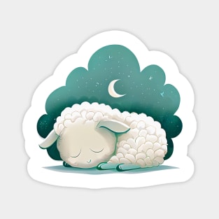 A young baby lamb sleeping under the stars Magnet