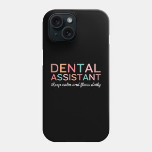 Keep calm and floss daily Funny Retro Pediatric Dental Assistant Hygienist Office Phone Case