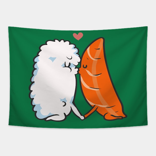 Sushi Kisses Tapestry by huebucket