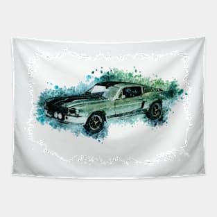 Classic Muscle Car Hot Rod Vintage style illustration art for the Racing Lovers Tapestry