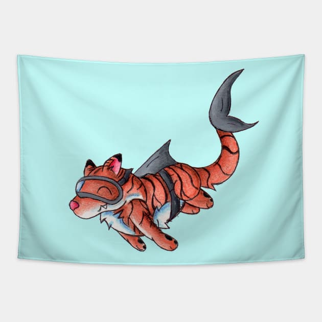 Tiger Shark Tapestry by KristenOKeefeArt