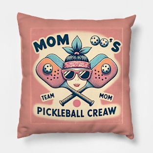 Mom, Team Mom, Moms Pickleball Crew, vintage retro funny pickleball Pillow