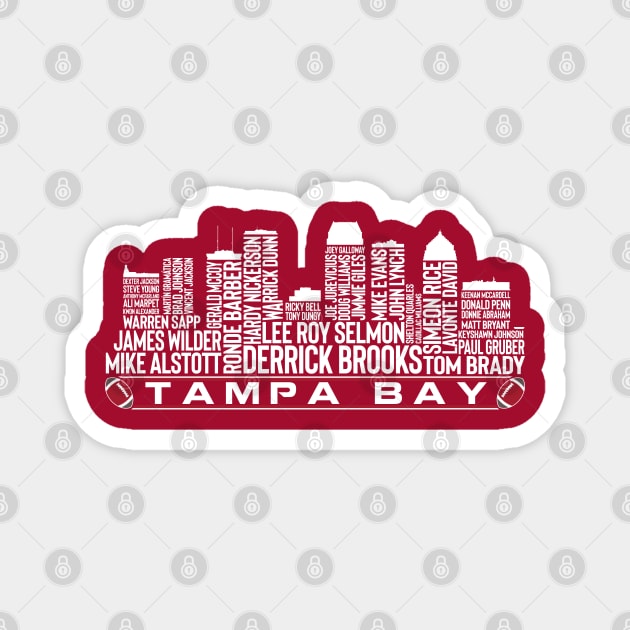 Tampa Bay Football Team All Time Legends, Tampa Bay Skyline Magnet by Legend Skyline