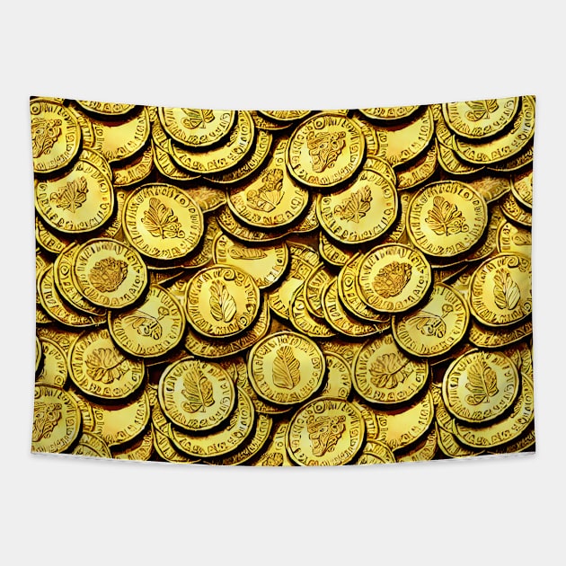 Gold Coins Pattern Tapestry by Patternz