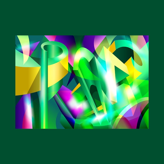 GREEN-ACID Cubism Abstract Digital Art # 07 by elkingrueso