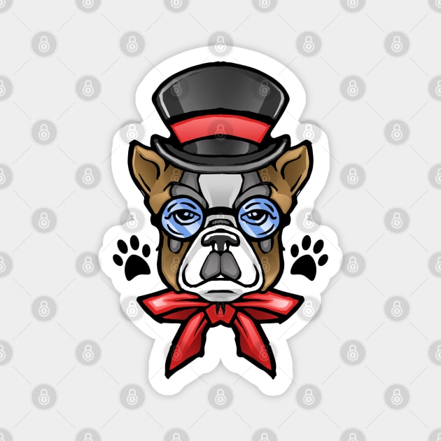 Cute Dog French Bulldog Wearing Sunglasses Hat and Bow Tie Magnet by dnlribeiro88