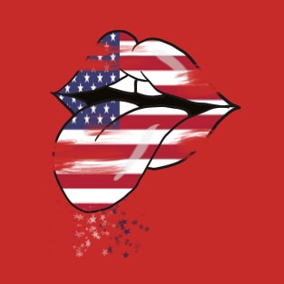 Red, White and Blue USA Mouth T-Shirt