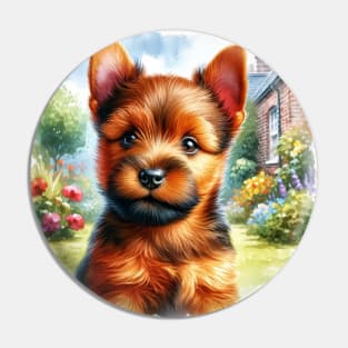 Watercolor Norwich Terrier Puppies - Cute Puppy Pin