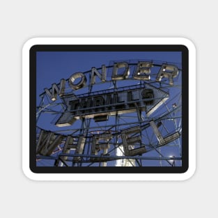 Vintage "Wonder Wheel Thrills" sign at the Astroland amusement park at Coney Island Magnet