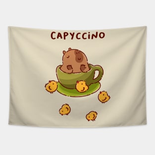 Cappuccino, capyccino, cute capybara plus coffee, chill time with friends Tapestry