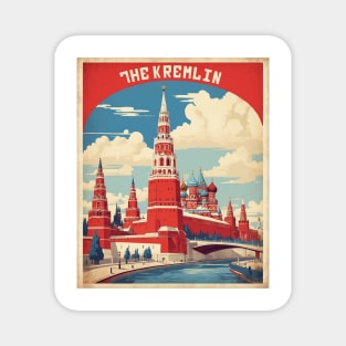 Moscow Kremlin Russia Vintage Tourism Poster Magnet