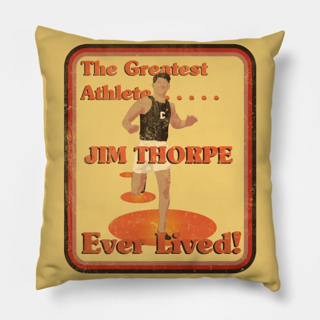 Native American Jim Thorpe Greatest Athlete Ever Lived Pillow by Eyanosa