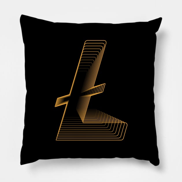 Litecoin crypto gold modern typography art gift Pillow by star trek fanart and more