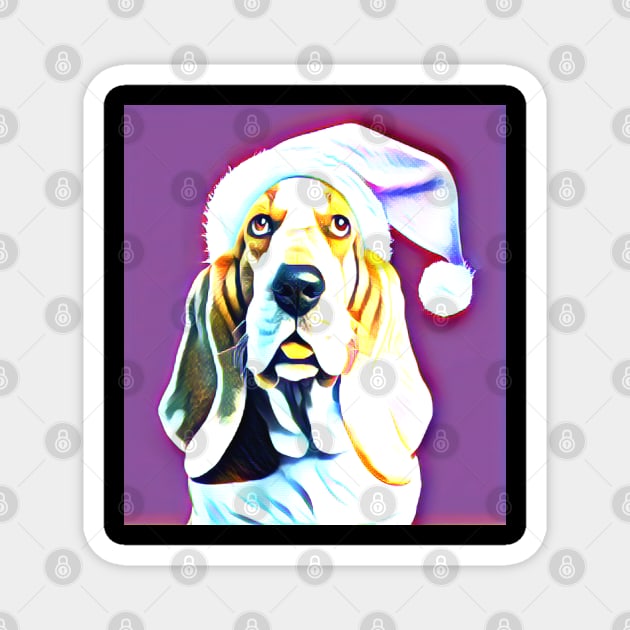 Basset Hound with Pink Santa Hat Magnet by mw1designsart