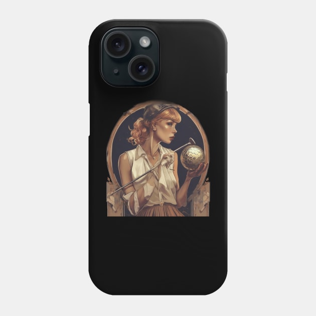 Retro lady golfer Phone Case by sailorsam1805