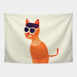 Friedrichshain Cat Retro Poster Vintage Art Cat Wall Orange Ball Illustration Tapestry