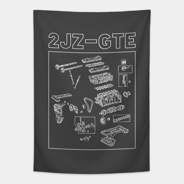 2JZ GTE Engine Tapestry by Widmore