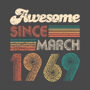 50th Birthday Gift - Vintage March 1969 Women Men Retro Vintage Bday T-Shirt