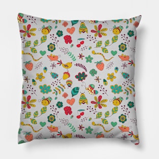 Insects and Flower Pattern Pillow