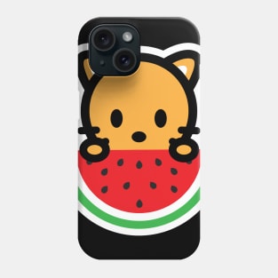 Cat Orange Watermelon Fruit Bambu Food Cute Kitten Pet Lover Phone Case