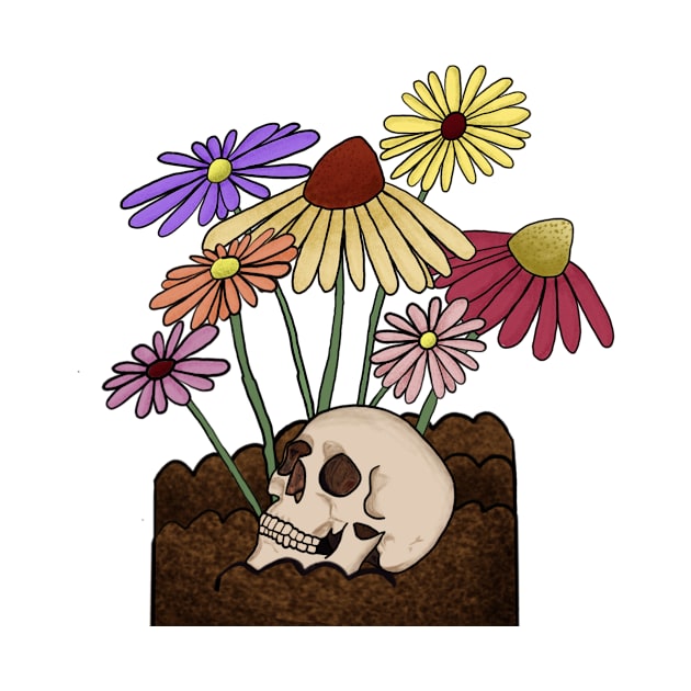 flower garden with skull by tris96mae