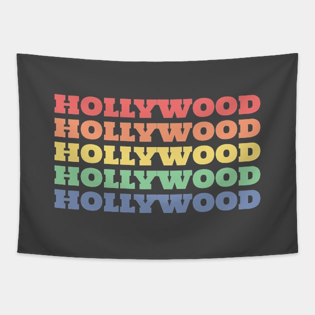 Typographic Multicolor Hollywood Sign Design Tapestry by New East 