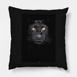 Black panther with yellow eyes Pillow