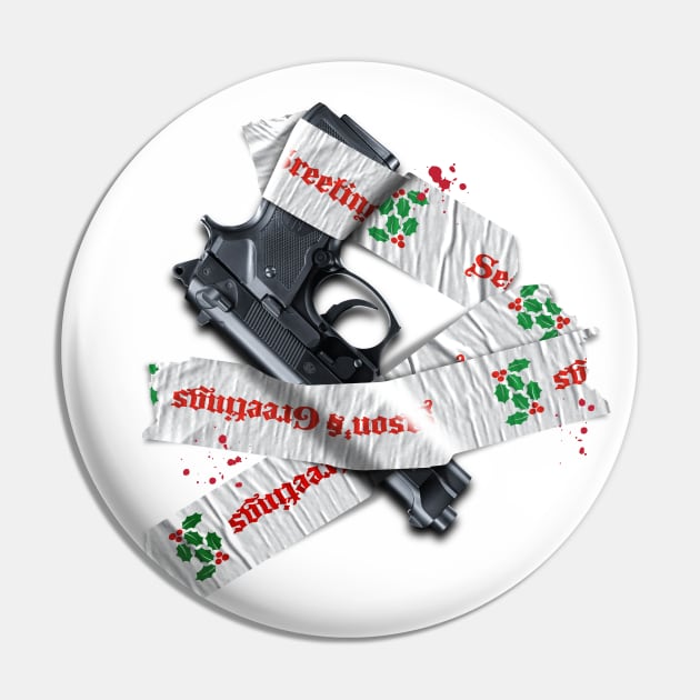 Die Hard – Gift Wrapped Gun Pin by GraphicGibbon