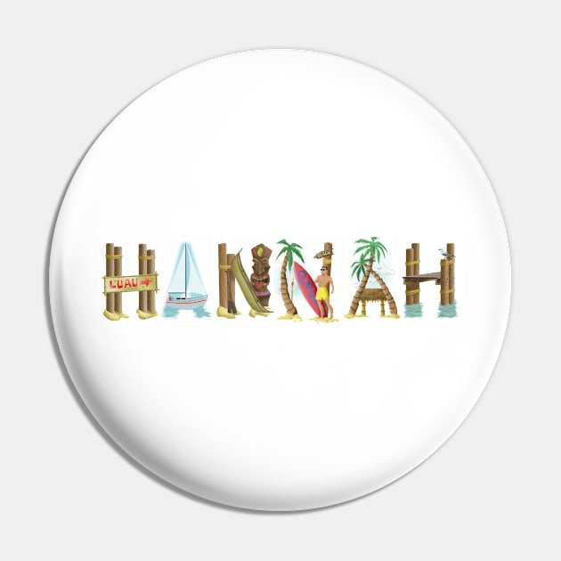 Hannah Personalized Beach Art Pin by Reading With Kids