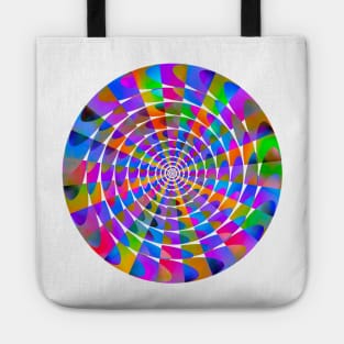 Neon Spinning Mandala - Intricate Digital Illustration, Colorful Vibrant and Eye-catching Design, Perfect gift idea for printing on shirts, wall art, home decor, stationary, phone cases and more. Tote