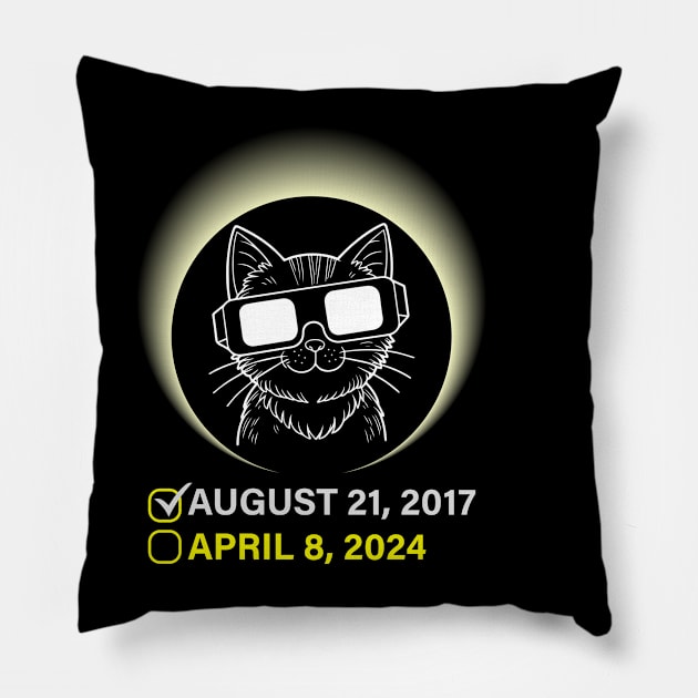 Solar Eclipse 2024 Shirt Total Eclipse April 8th 2024 Cat Pillow by Peter smith