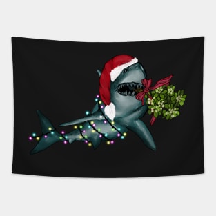 Festive Christmas Shark Tapestry