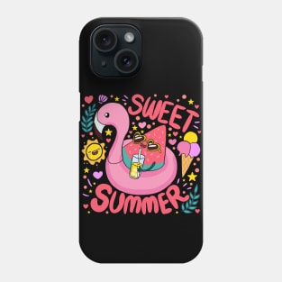 Sweet Summer a fun and colourful Summer time design a cute watermelon wearing sunglasses on a flamingo floaty Phone Case