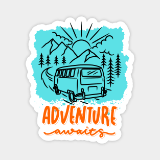 Adventure Awaits Vacation Camping Mountain Hiker Nature Lover Gift Magnet