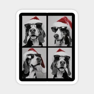 Funny Beagles With Sunglasses Santa Hat Cute Christmas Dog Magnet