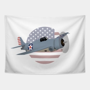 Patriotic WW2 F4F Wildcat Airplane Tapestry