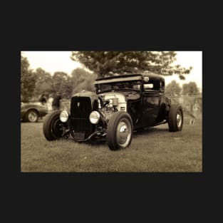 1929 Ford, Model A - black white T-Shirt